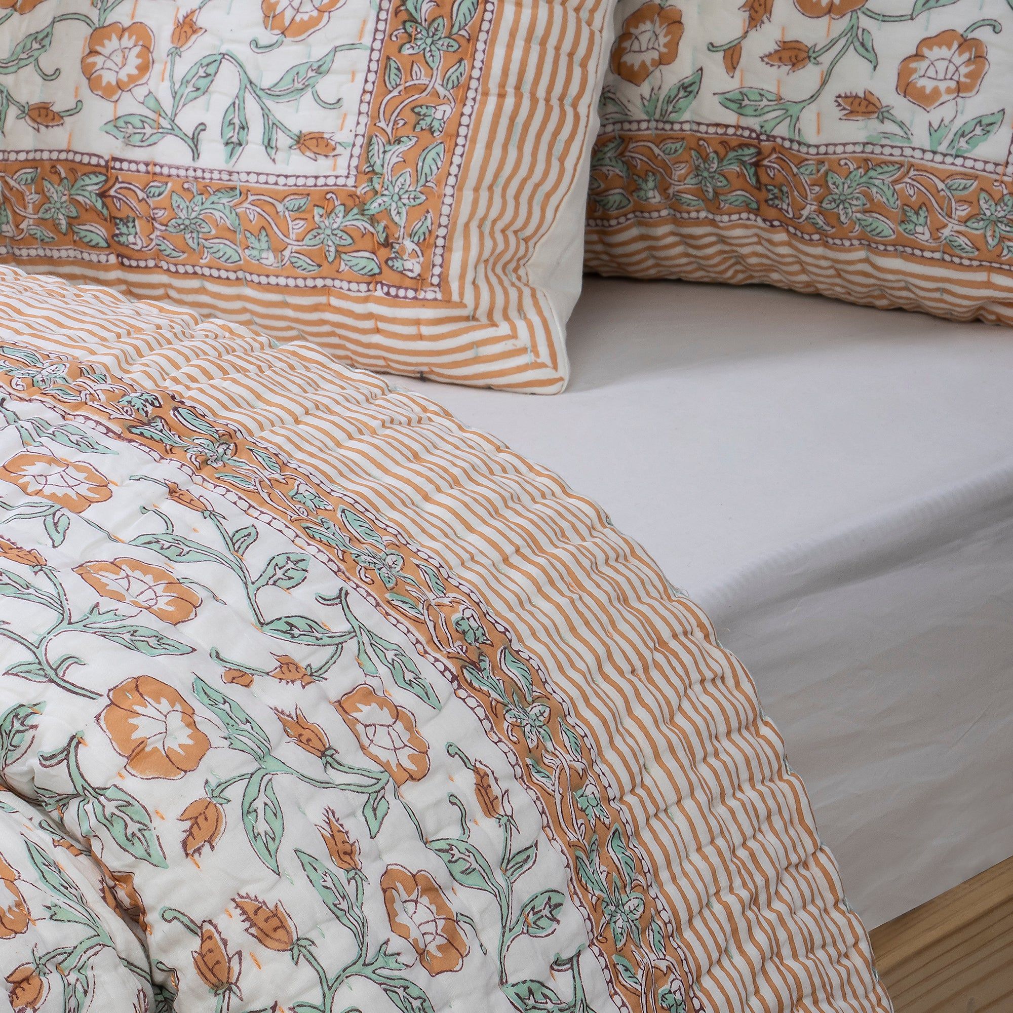 Floral Block Print Best Kantha Blanket For Winter